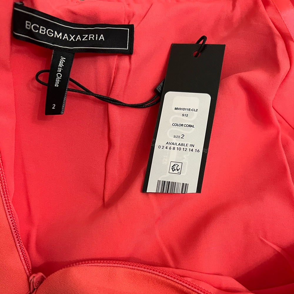 NWT BCBGMAXAZRIA Amaya Coral Floor-Length Evening Gown – Size 2 - Picture 11 of 14